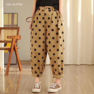 Quần baggy lưng thun chấm bi cạp cao - NU9783