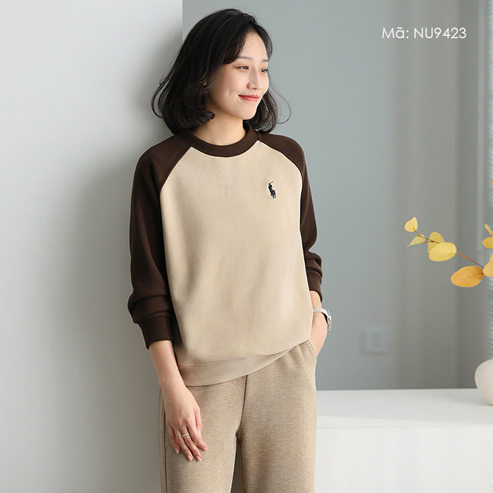 Áo T-shirt nỉ dài tay lệch mạu cổ tròn - NU9422