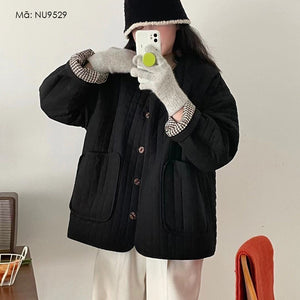 Áo khoác retro trần caro dài tay cổ tròn - NU9528