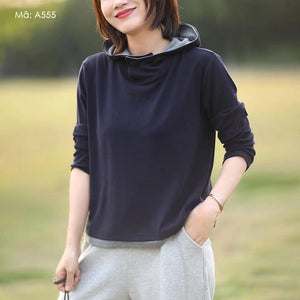 Áo hoodies dài tay kiểu cổ đứng khuy bấm - A554