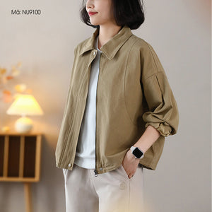 Áo khoác retro dài tay cổ đức khóa kéo - NU9099