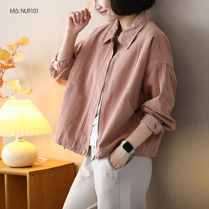 Áo khoác retro dài tay cổ đức khóa kéo - NU9099