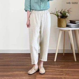 Quần baggy linen lửng ống bó hai túi chéo - Q250