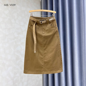 Chân váy retro lưng cao kèm thắt lưng - V039
