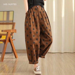 Quần baggy lưng thun chấm bi cạp cao - NU9783