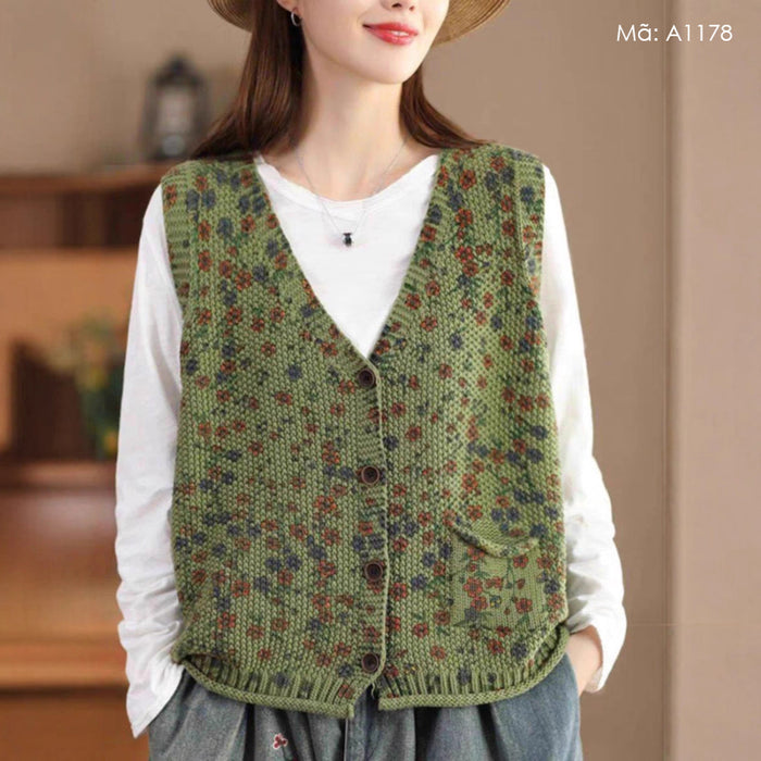 Áo khoác len gile cổ V - A1178