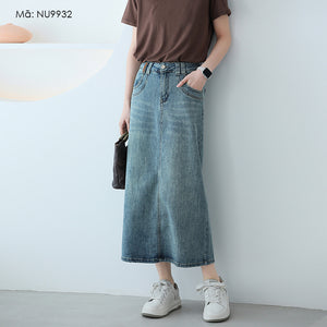 Chân váy denim lưng cao khuy cài xẻ tà sau - NU9932