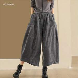 Quần baggy nhung lưng thun dây rút ống rộng - NU9294