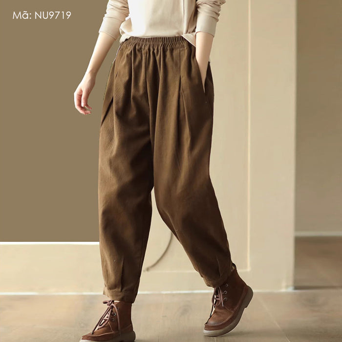 Quần baggy lưng thun ống côn xếp ly - NU9719