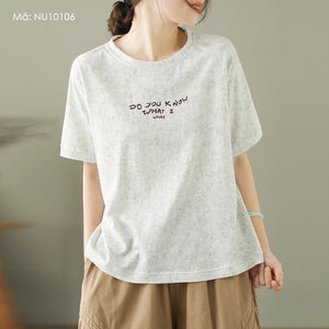 Áo T-shirt Do You Know ngắn tay cổ tròn - NU10106