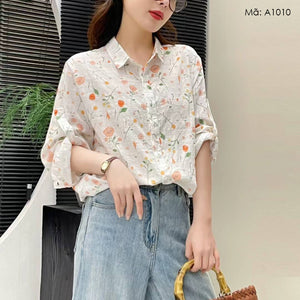 Áo sơ mi linen dài tay cổ đức - A1010