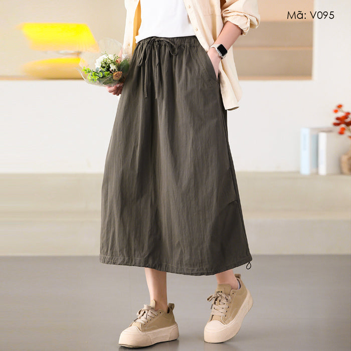 Chân váy lưng thun vạt dây rút - V095