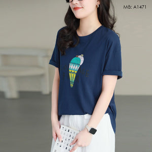 Áo T-shirt ngắn tay in cây kem - A1471