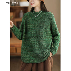Áo len đan dài tay cổ tròn túi tam giác - NU9475