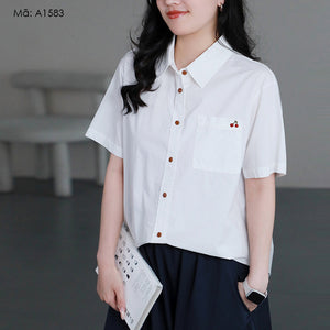 Áo sơ mi ngắn tay cổ đức túi vuông - A1583
