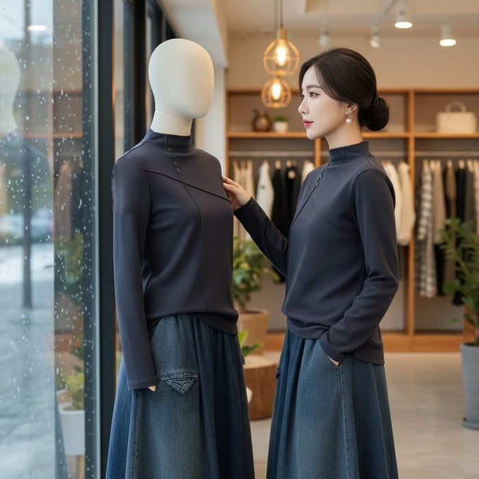 Áo T-shirt dài tay cổ lọ - A1073