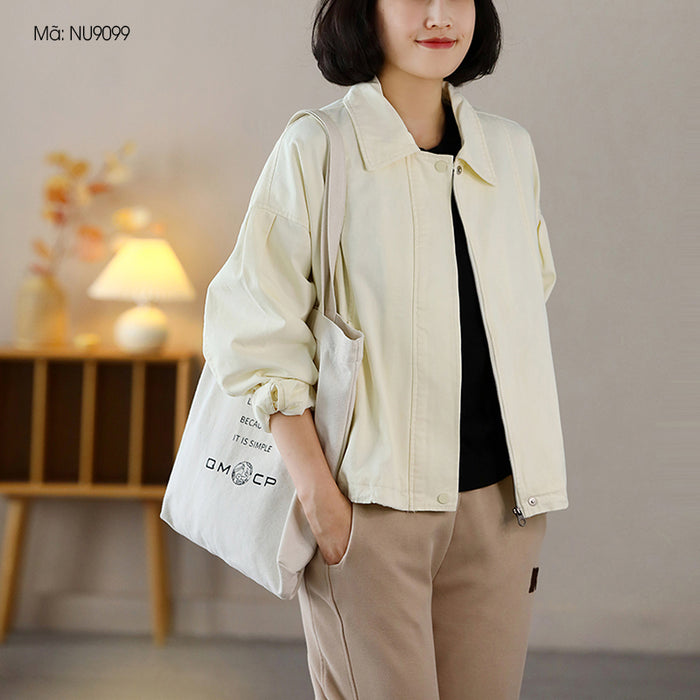Áo khoác retro dài tay cổ đức khóa kéo - NU9099