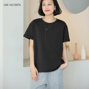 Áo T-shirt ngắn tay cổ tròn form rộng một màu - NU10076