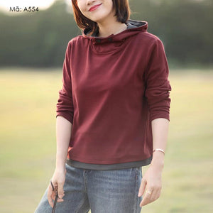 Áo hoodies dài tay kiểu cổ đứng khuy bấm - A554