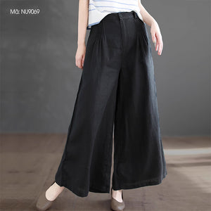 Quần baggy linen lưng cao ống rộng hai túi chéo - NU9068