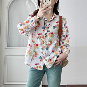 Áo sơ mi linen hoa - A1028