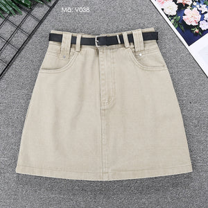 Chân váy ngắn retro kèm thắt lưng - V037