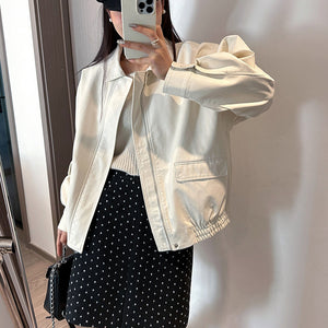 Áo khoác da jacket dài tay cổ đức hai túi vuông - A511