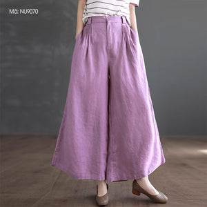 Quần baggy linen lưng cao ống rộng hai túi chéo - NU9068