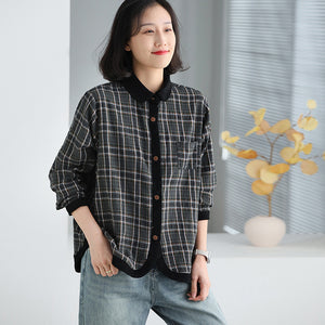 Áo sơ mi linen dài tay cổ pipi bo viền - NU9753