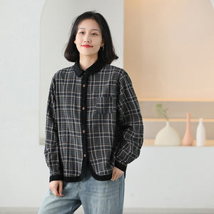 Áo sơ mi linen dài tay cổ pipi bo viền - NU9753
