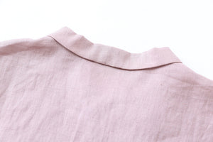 Đầm liền linen ngắn tay cổ tròn cánh sen thêu retro - NU9901