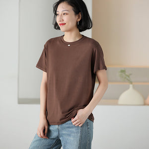 Áo T-shirt ngắn tay cổ tròn một màu - NU00002