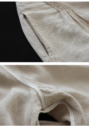 Quần baggy linen lưng cao ống rộng hai túi chéo - NU9068