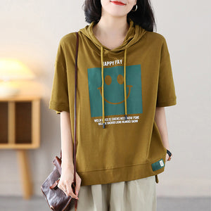 Áo hoodies ngắn tay in mặt cười - NU8751