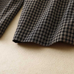 Quần baggy linen lưng thun kẻ caro ống rộng - NU9869