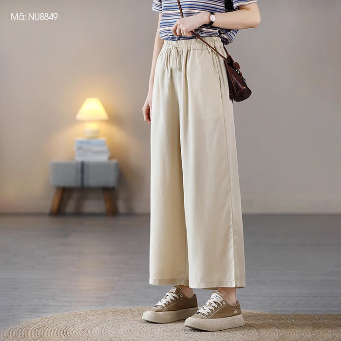 Quần baggy lưng thun dây rút hai túi chéo một màu - NU8848