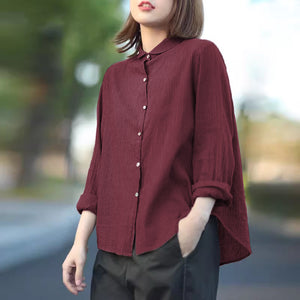 Áo sơ mi linen dài tay kẻ sọc đứng cổ pipi - NU4423