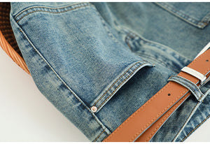 Quần baggy denim ống đứng hai túi vuông - NU9745