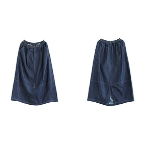 Chân váy denim lưng thun kiểu xẻ tà sau - V104