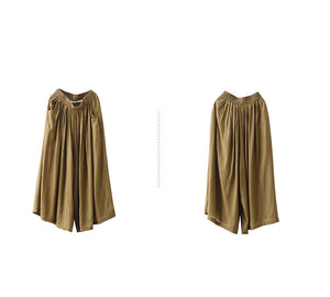 Quần baggy linen lưng thun ống rộng oversize - Q213