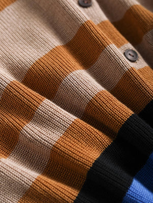 Áo khoác len đan cardigan dài tay cổ tròn kẻ sọc cầu vồng - NU9313