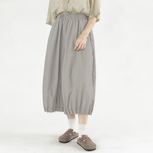 Quần baggy lửng lưng thun ống rộng gấu xếp ly - NU9878