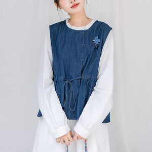 Áo khoác gile denim sát nách khuy tròn - NU10311