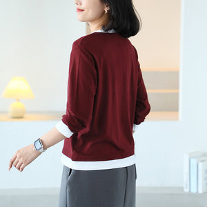 Áo T-shirt dài tay cổ tròn kiểu hai lớp - A175