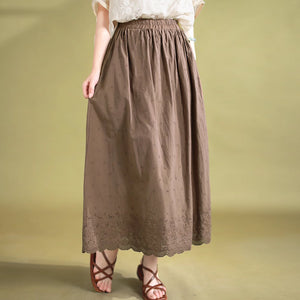 Chân váy linen retro kiểu thêu ren và những ngôi sao - NU8995