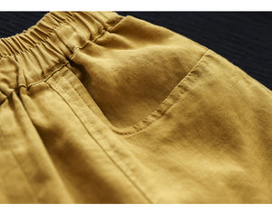 Quần baggy linen lưng thun ống côn túi đính nắp kiểu - NU8697