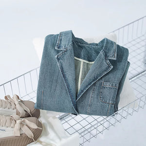Áo khoác denim dài tay cổ vest một khuy - NU9223