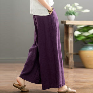 Quần baggy linen lưng thun ống rộng retro - NU10209