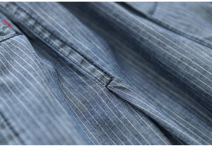 Quần baggy linen lưng thun ống rộng kẻ sọc hai túi lớn - NU8919