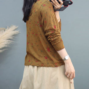 Áo T-shirt dài tay cổ lọ in những bông hồng - NU9667
